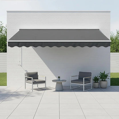 Outdoor Folding Arm Awning Retractable Sunshade Canopy Grey 4.0m x 3.0m - Mekamart Australia