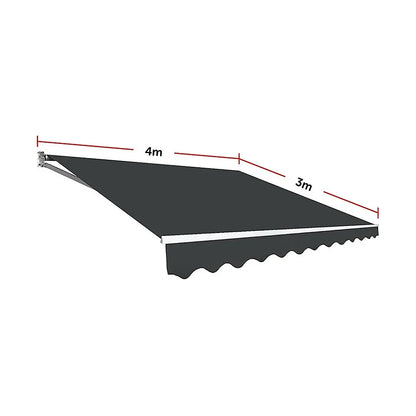Outdoor Folding Arm Awning Retractable Sunshade Canopy Grey 4.0m x 3.0m - Mekamart Australia