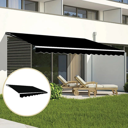 Outdoor Folding Arm Awning Retractable Sunshade Canopy Black 5.0m x 3.0m - Mekamart Australia