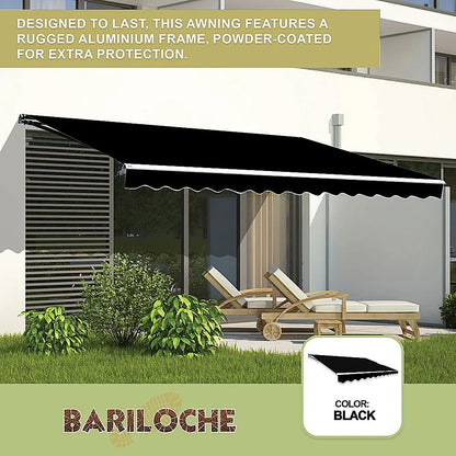 Outdoor Folding Arm Awning Retractable Sunshade Canopy Black 5.0m x 3.0m - Mekamart Australia