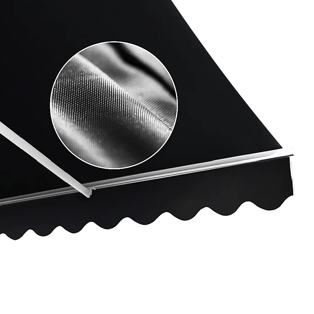 Outdoor Folding Arm Awning Retractable Sunshade Canopy Black 5.0m x 3.0m - Mekamart Australia