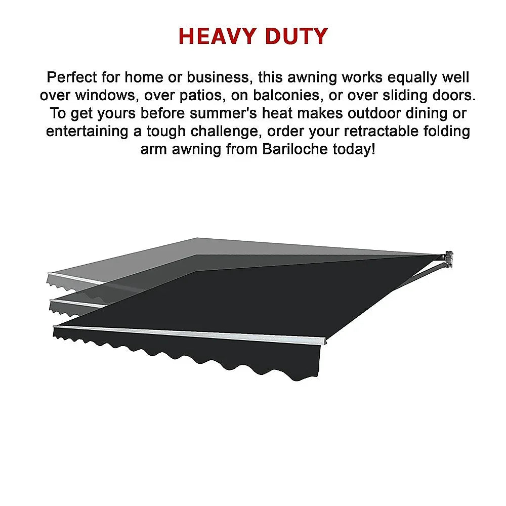 Outdoor Folding Arm Awning Retractable Sunshade Canopy Black 5.0m x 3.0m - Mekamart Australia