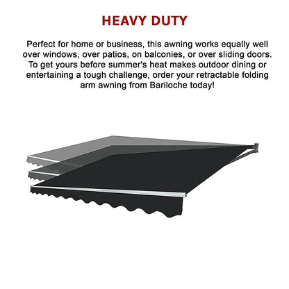 Outdoor Folding Arm Awning Retractable Sunshade Canopy Black 5.0m x 3.0m - Mekamart Australia
