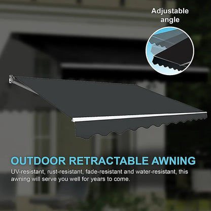 Motorised Outdoor Folding Arm Awning Retractable Sunshade Canopy Grey 4.0m x 2.5m - Mekamart Australia