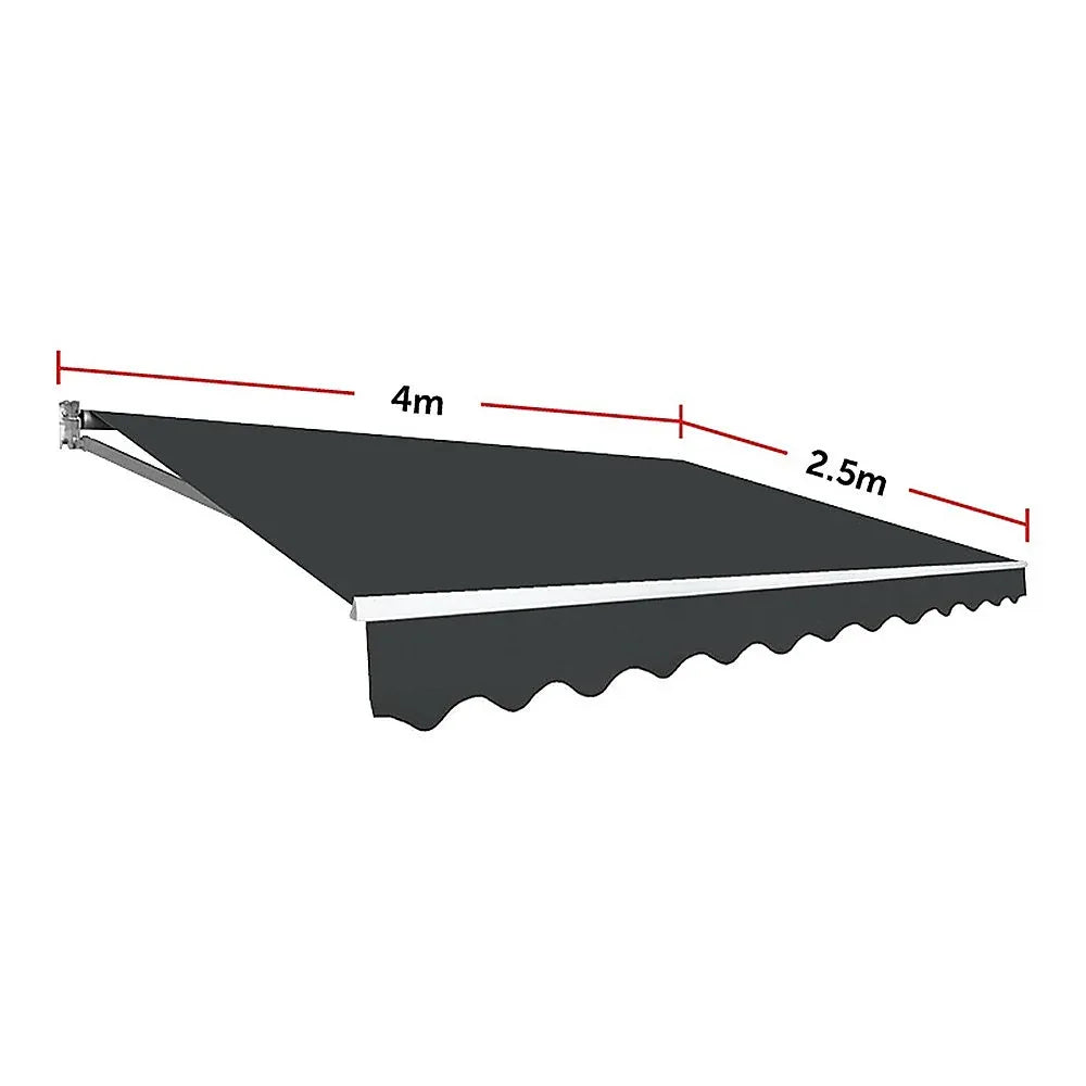 Motorised Outdoor Folding Arm Awning Retractable Sunshade Canopy Grey 4.0m x 2.5m - Mekamart Australia
