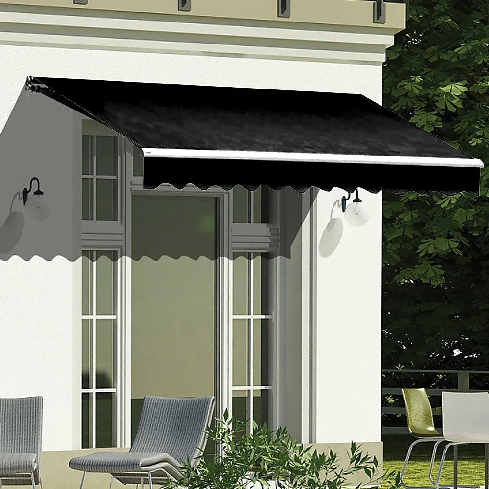 Motorised Outdoor Folding Arm Awning Retractable Sunshade Canopy Black 4.0m x 2.5m - Mekamart Australia