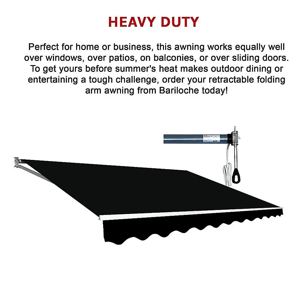 Motorised Outdoor Folding Arm Awning Retractable Sunshade Canopy Black 4.0m x 2.5m - Mekamart Australia