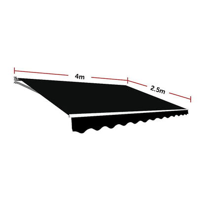 Motorised Outdoor Folding Arm Awning Retractable Sunshade Canopy Black 4.0m x 2.5m - Mekamart Australia