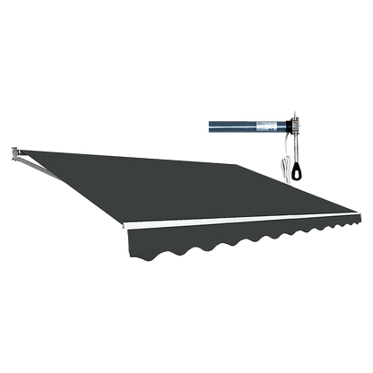 Motorised Outdoor Folding Arm Awning Retractable Sunshade Canopy Grey 4.0m x 3.0m - Mekamart Australia