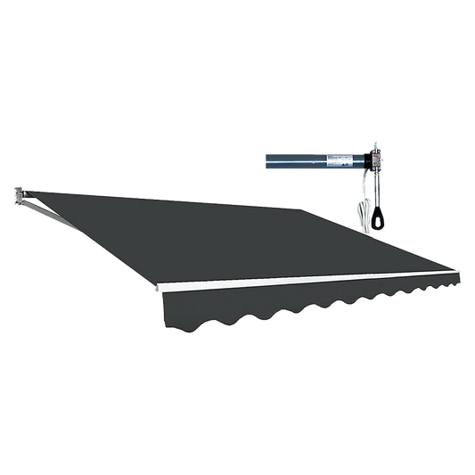 Motorised Outdoor Folding Arm Awning Retractable Sunshade Canopy Grey 4.0m x 3.0m - Mekamart Australia