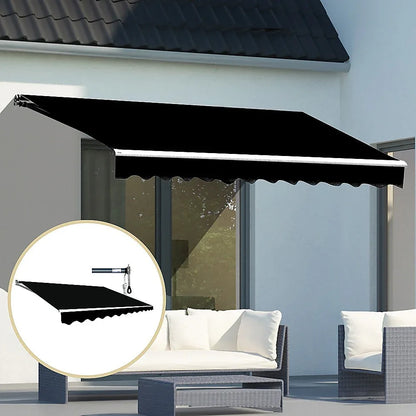 Motorised Outdoor Folding Arm Awning Retractable Sunshade Canopy Black 4.0m x 3.0m - Mekamart Australia