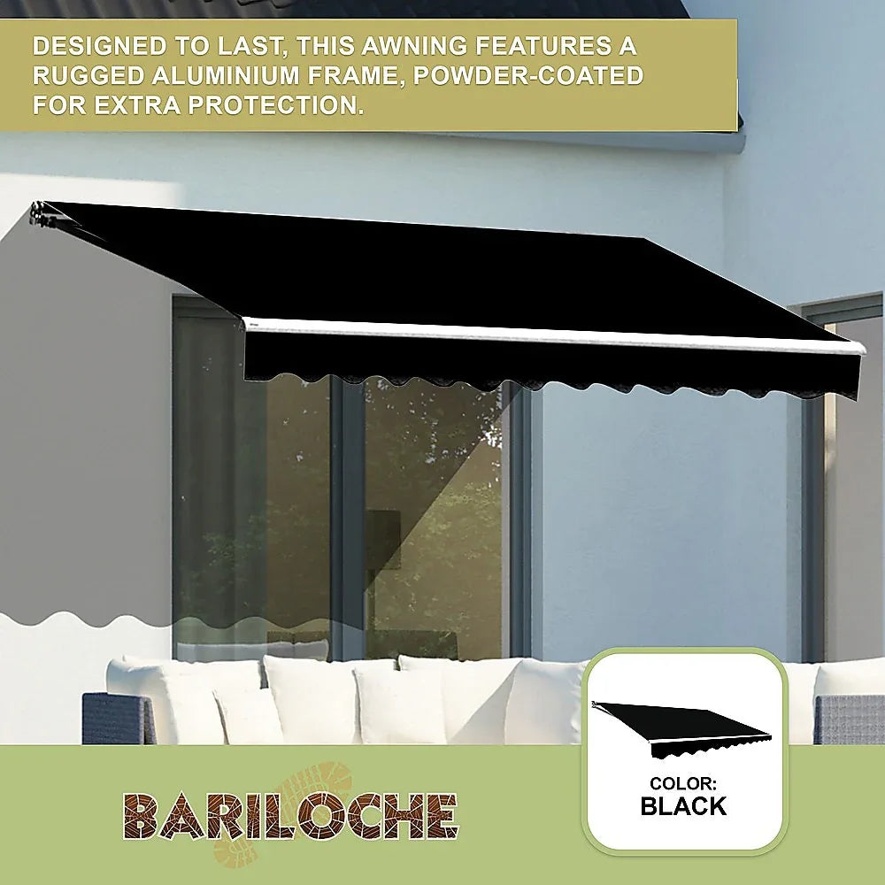 Motorised Outdoor Folding Arm Awning Retractable Sunshade Canopy Black 4.0m x 3.0m - Mekamart Australia