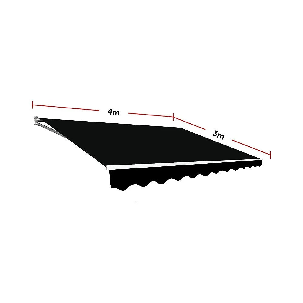 Motorised Outdoor Folding Arm Awning Retractable Sunshade Canopy Black 4.0m x 3.0m - Mekamart Australia