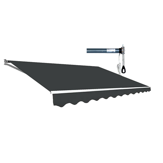 Motorised Outdoor Folding Arm Awning Retractable Sunshade Canopy Grey 5.0m x 3.0m - Mekamart Australia