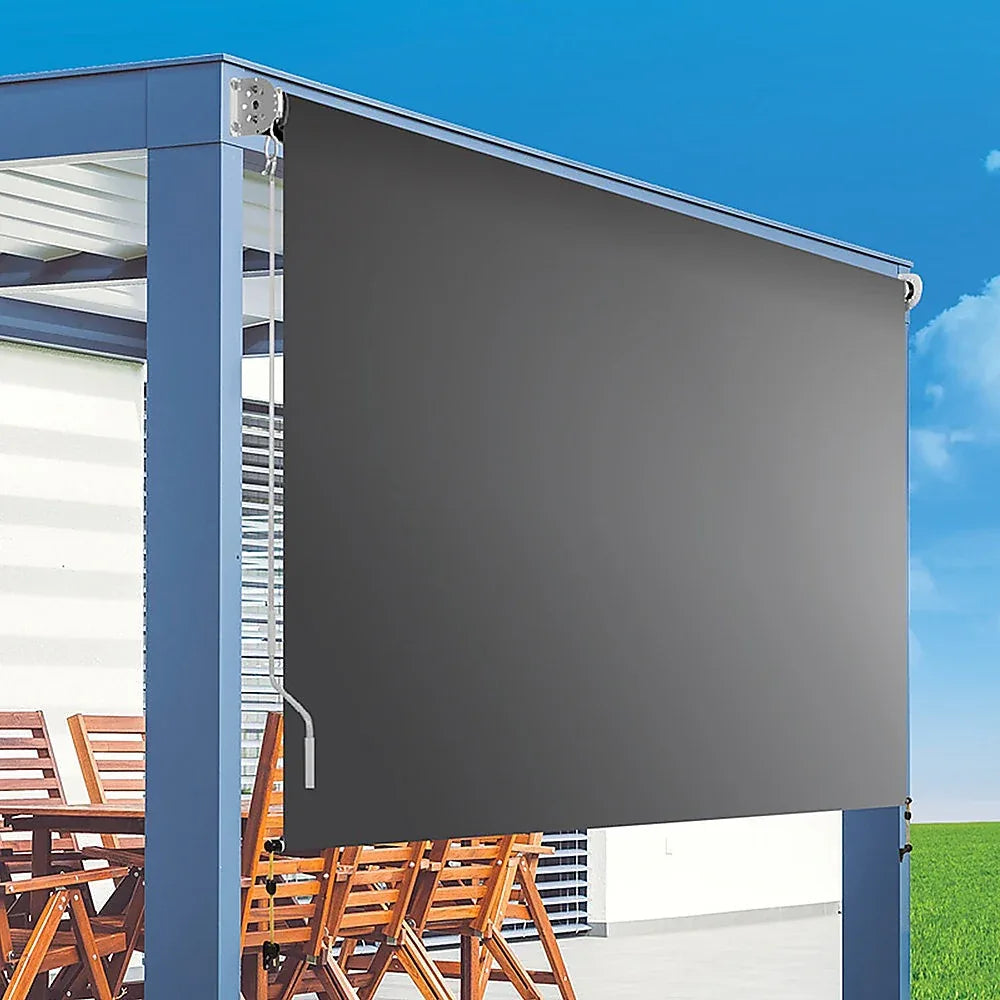 Retractable Straight Drop Roll Down Awning Garden Patio Screen 2.1X2.5M - Mekamart Australia