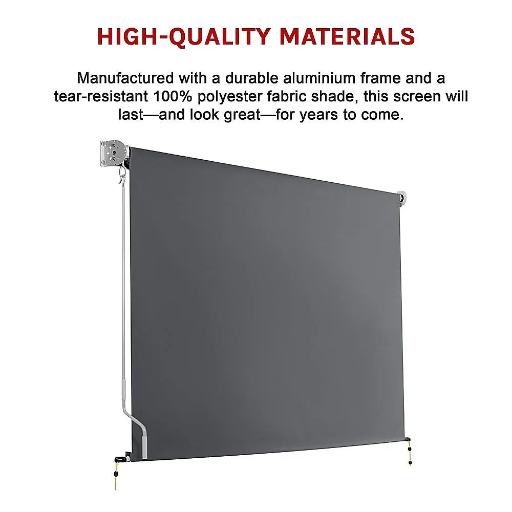Retractable Straight Drop Roll Down Awning Garden Patio Screen 2.1X2.5M - Mekamart Australia