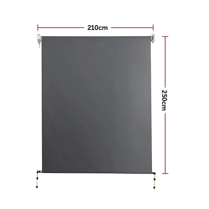 Retractable Straight Drop Roll Down Awning Garden Patio Screen 2.1X2.5M - Mekamart Australia