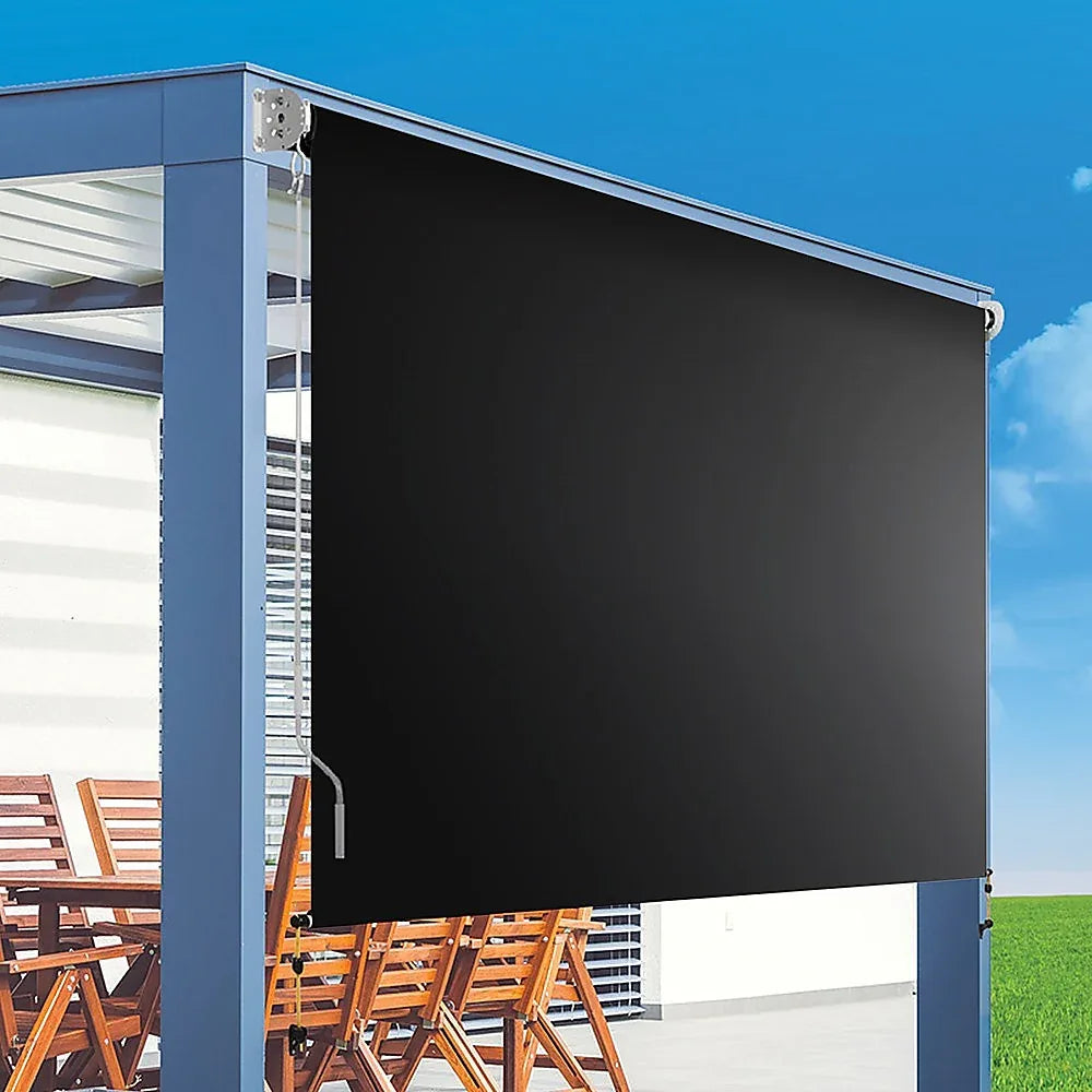 Retractable Straight Drop Roll Down Awning Garden Patio Screen 2.1X2.5M - Mekamart Australia