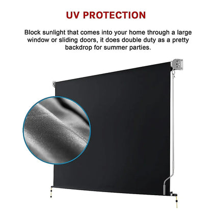 Retractable Straight Drop Roll Down Awning Garden Patio Screen 2.1X2.5M - Mekamart Australia