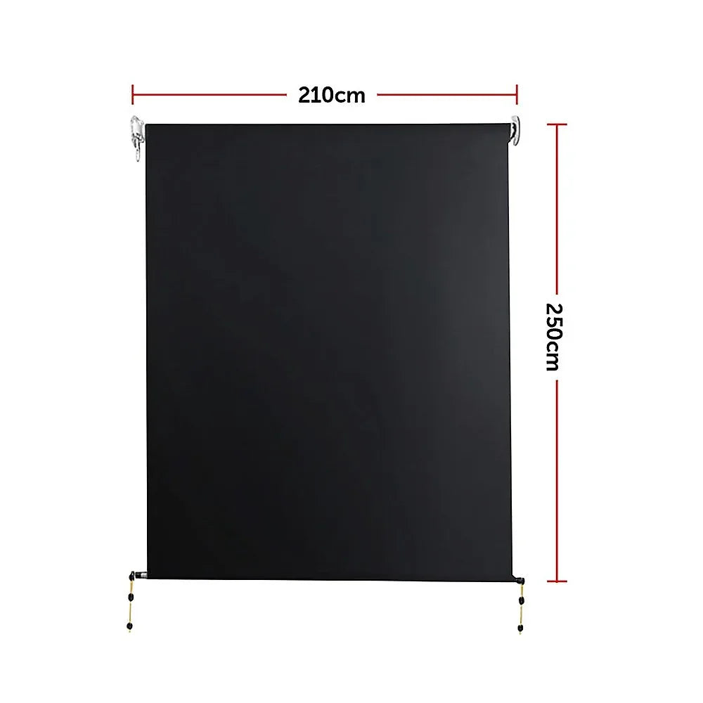 Retractable Straight Drop Roll Down Awning Garden Patio Screen 2.1X2.5M - Mekamart Australia