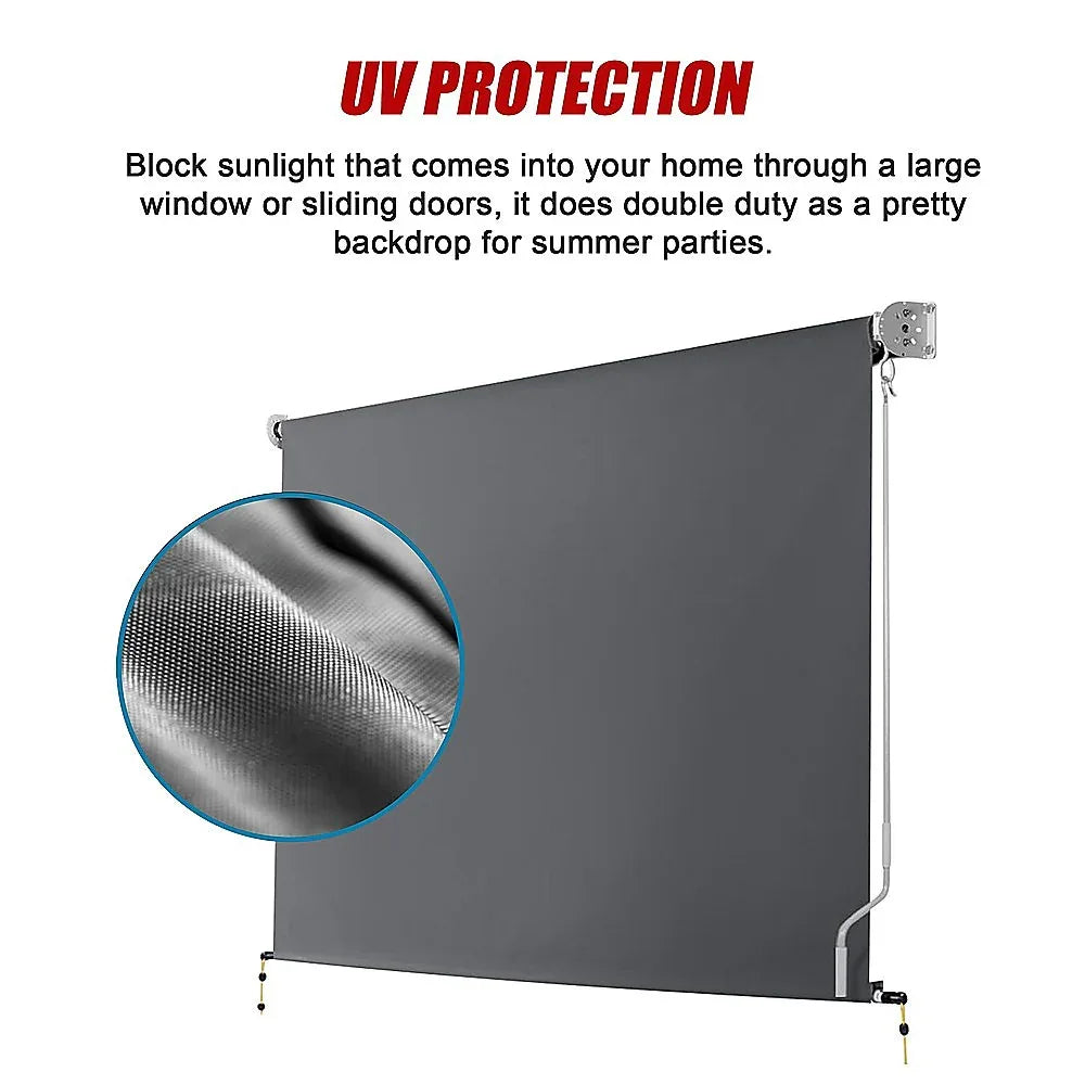 Retractable Straight Drop Roll Down Awning Garden Patio Screen 3.0X2.5M - Mekamart Australia
