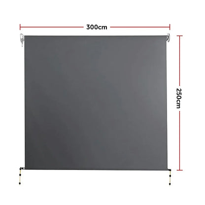 Retractable Straight Drop Roll Down Awning Garden Patio Screen 3.0X2.5M - Mekamart Australia