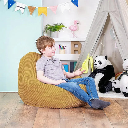 Jumbo Cord Beanbag Chair Cover Unfilled Large Bean Bag - Mustard - Mekamart Australia