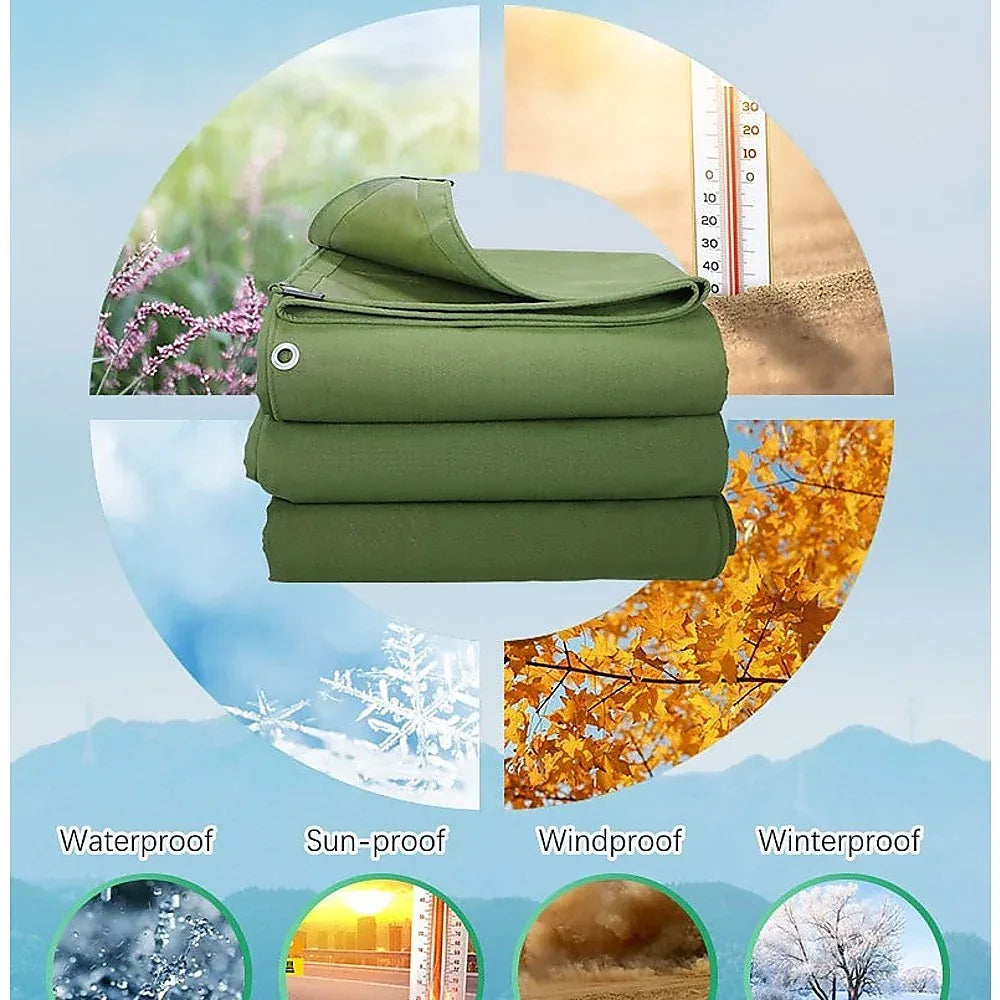 3x4M Army Heavy Duty Waterproof Canvas Tarp Tarpaulin Sun Blocked Dustproof - Mekamart Australia