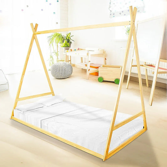 Kids Tent Montessori Toddler Floor Bed Wooden Bedframe - Mekamart Australia