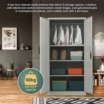 Two-Door Metal Cabinet Shelf Storage for Home Office Gym - Mekamart Australia