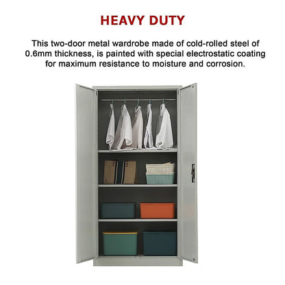 Two-Door Metal Cabinet Shelf Storage for Home Office Gym - Mekamart Australia