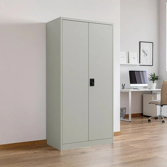 Two-Door Metal Cabinet Shelf Storage for Home Office Gym - Mekamart Australia