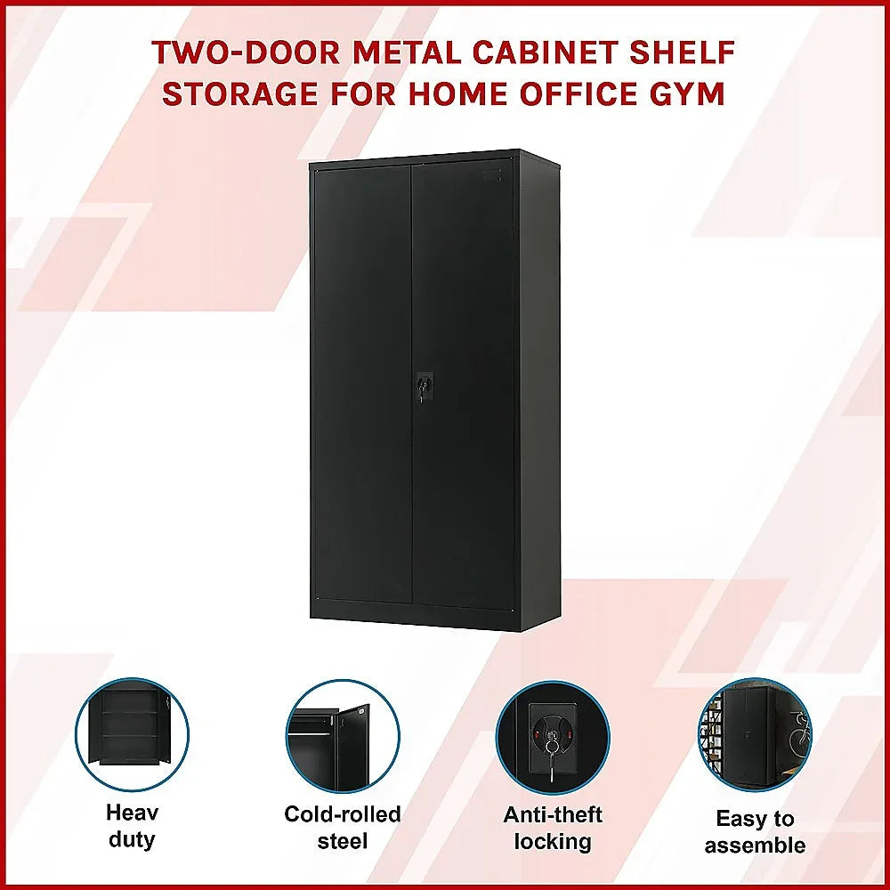 Two-Door Metal Cabinet Shelf Storage for Home Office Gym - Mekamart Australia