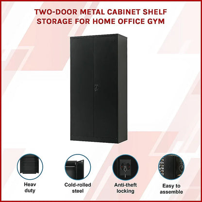 Two-Door Metal Cabinet Shelf Storage for Home Office Gym - Mekamart Australia