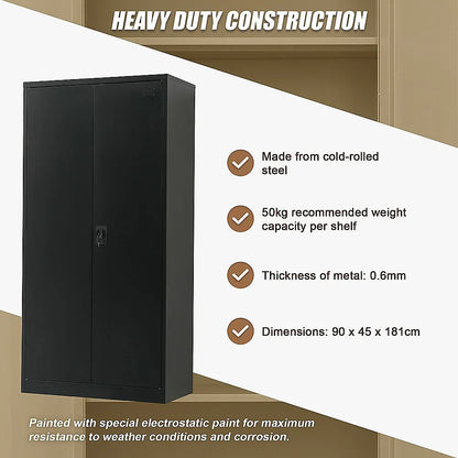 Two-Door Metal Cabinet Shelf Storage for Home Office Gym - Mekamart Australia