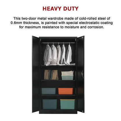 Two-Door Metal Cabinet Shelf Storage for Home Office Gym - Mekamart Australia