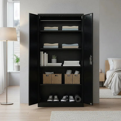 Two-Door Metal Cabinet Shelf Storage for Home Office Gym - Mekamart Australia