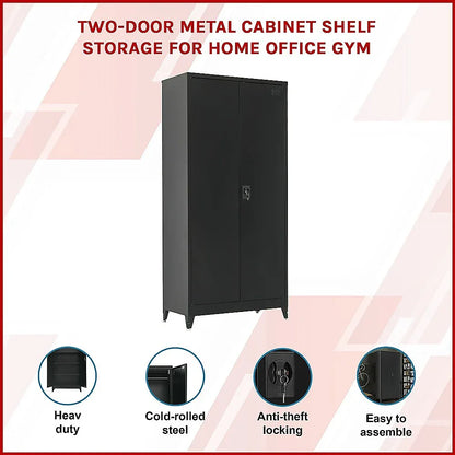 Two-Door Metal Cabinet Shelf Storage for Home Office Gym - Mekamart Australia