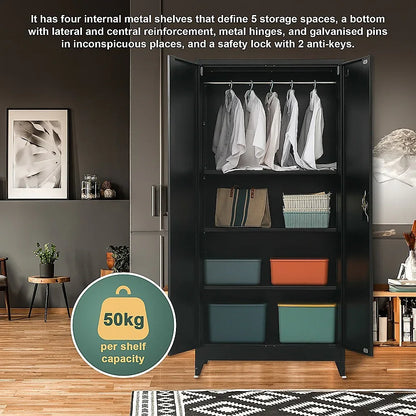 Two-Door Metal Cabinet Shelf Storage for Home Office Gym - Mekamart Australia