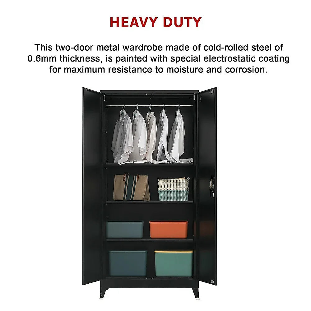 Two-Door Metal Cabinet Shelf Storage for Home Office Gym - Mekamart Australia
