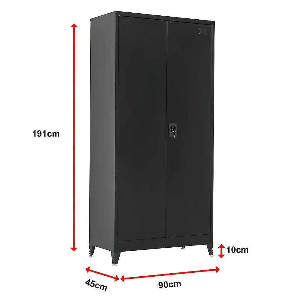 Two-Door Metal Cabinet Shelf Storage for Home Office Gym - Mekamart Australia
