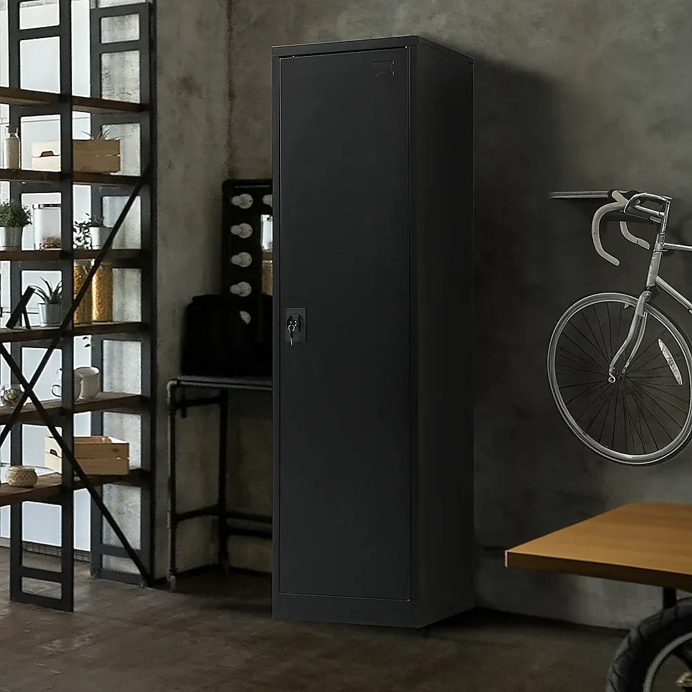 Single-Door Metal Tall Cabinet Shelf Storage for Home Office Gym - Mekamart Australia
