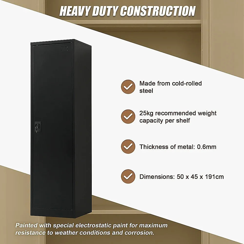 Single-Door Metal Tall Cabinet Shelf Storage for Home Office Gym - Mekamart Australia