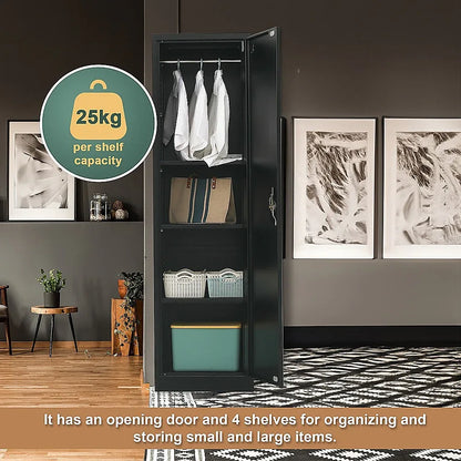 Single-Door Metal Tall Cabinet Shelf Storage for Home Office Gym - Mekamart Australia