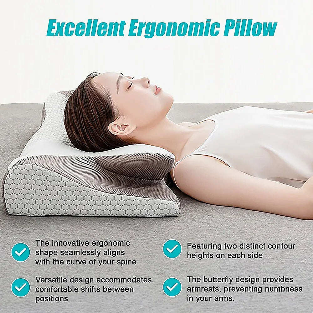 Soft Cervical Pillow for Neck Pain Relief Memory Foam Ergonomic - Mekamart Australia