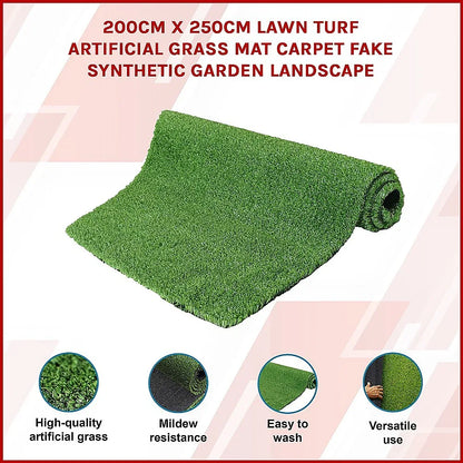 200cm x 250cm Lawn Turf Artificial Grass Mat Carpet Fake Synthetic Garden Landscape - Mekamart Australia
