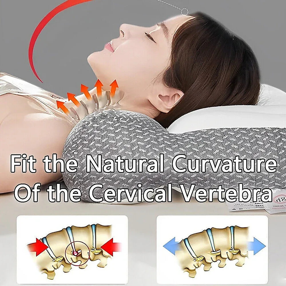 Cervical Ergonomic Pillow Soy Bean Contour Orthopedic Bed Neck Pain Washable - Mekamart Australia