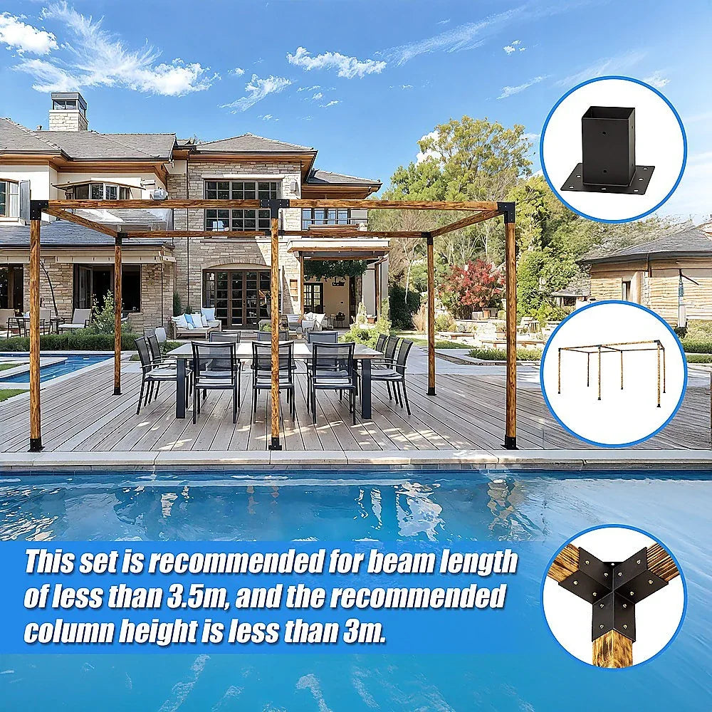 Roof Pergola Gazebo Shed Matte Black Steel Brackets DIY Kits - Mekamart Australia