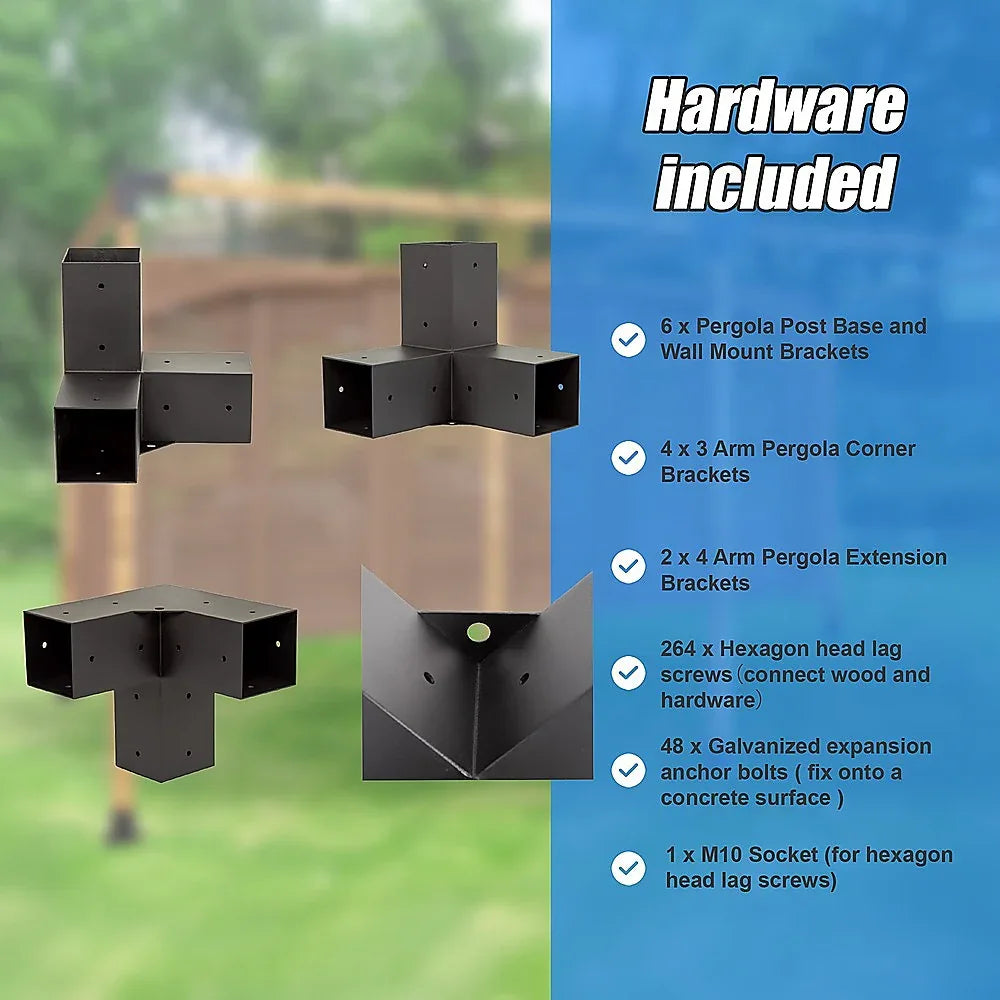 Roof Pergola Gazebo Shed Matte Black Steel Brackets DIY Kits - Mekamart Australia