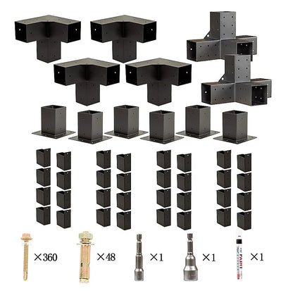 Roof Pergola Gazebo Shed Matte Black Steel Brackets DIY Kits - Mekamart Australia
